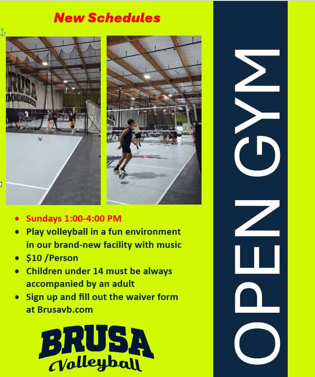 Brusa Volleyball Temecula Murrieta Open Gym Club Volleyball